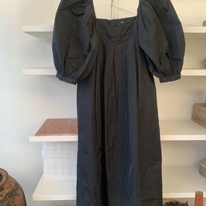 Zara Empire Style Black Puff Sleeve Dress w/ pockets